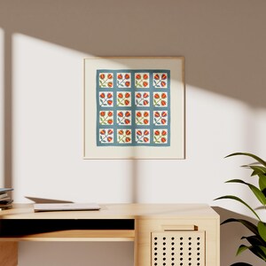 Quilt Design Digital Art, Digital Download, Quilt decor, floral quilt art print, nancy myers art, english cottage decor, gs print shoppe