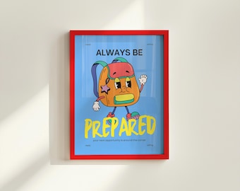 Retro Backpack Art Print: Positive Classroom and Playroom Decor