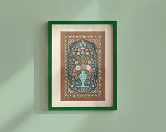 Tapisserie Wandkunst, Vintage Textildruck, warme ästhetische Wohnkultur, antiker Textildruck, rustikales Teppichmuster, vielseitige Wandkunst