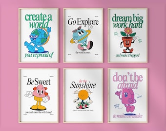 Retro Klassenzimmer Poster Set - Vintage Schule Dekor digitaler Download - 5 Größen inklusive