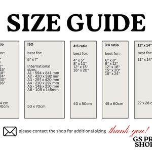 the size guide for a sewing machine
