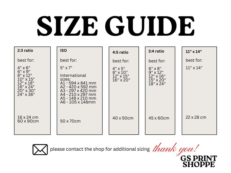 the size guide for a sewing machine