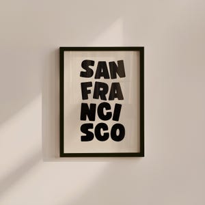 SF Art Print, Digital Art Download, Black San Francisco Wall Art, SF Trendy Art, San Francisco Posters, SF Wall Poster, Beige Posters