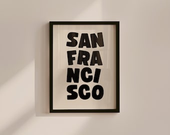 San Francisco Art Print: Black & Beige SF Wall Decor (Digital Download)