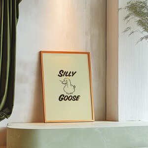 Silly Goose Art,Funny Goose Art Print,Girly Print,Silly Animal Art Print,large Wall Art,Funny Art,Yellow Art,Edgy Art Print
