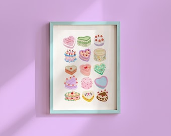 Coquette Cake Art Print: Pink Kitchen Wall Decor Digital Download