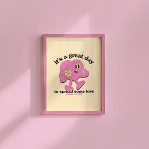 Spread Some Love Art, Herz Cartoon Kunstdrucke, Retro Maskottchen Poster, Herz Poster Druck, Digital Download Kunstdruck, Digitale Poster, Herz