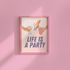Happy Hour Art Print, Life is a Party, Bar Cart Wall Decor, Trendy Bar Kitchen Decor, Bar Cart Art, Happy Hour Wall Art, gs print shoppe