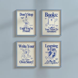 Retro Educational Art Print Set - 5 Digital Classroom Designs image 1