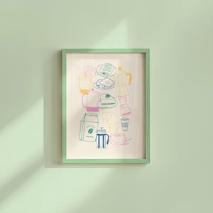 Coffee Sketch Art-Digital Prints-Retro Art Quote-Office Art-Kitchen Art-Coffee Art Print-Coffee doodle Print-Retro Wall Art, GS Print Shoppe