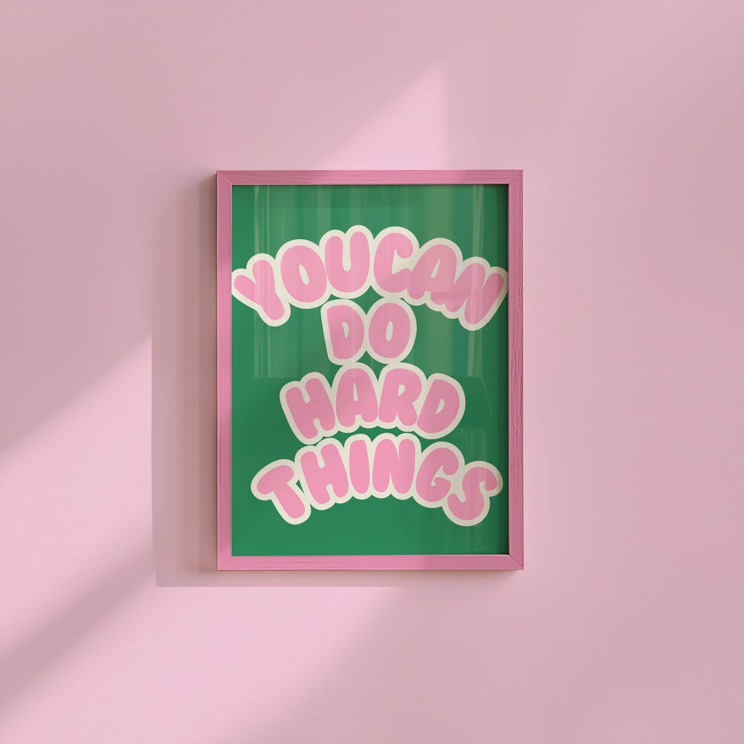 Positive Affirmation Art Print: Green and Pink Inspirational Wall Decor ...