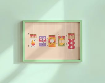 Stampa artistica Funky Matches Y2K Decorazione per la stanza Download digitale