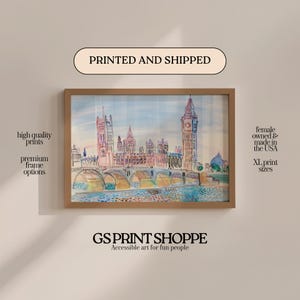 Londres, Le Parlement Horizontal Art Print, London Poster, London Decor
