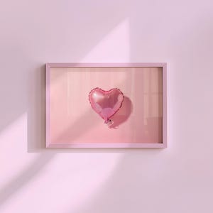 Heart Balloon Art-Digital Print-Retro Wall Art-Trendy Girly Print Art-Fun Pink Art-Downloadable Art-Pink Art Print-Preppy Poster-2000s Art