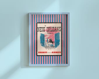 Vintage New Orleans Travel Poster Art Print (Digital Download)