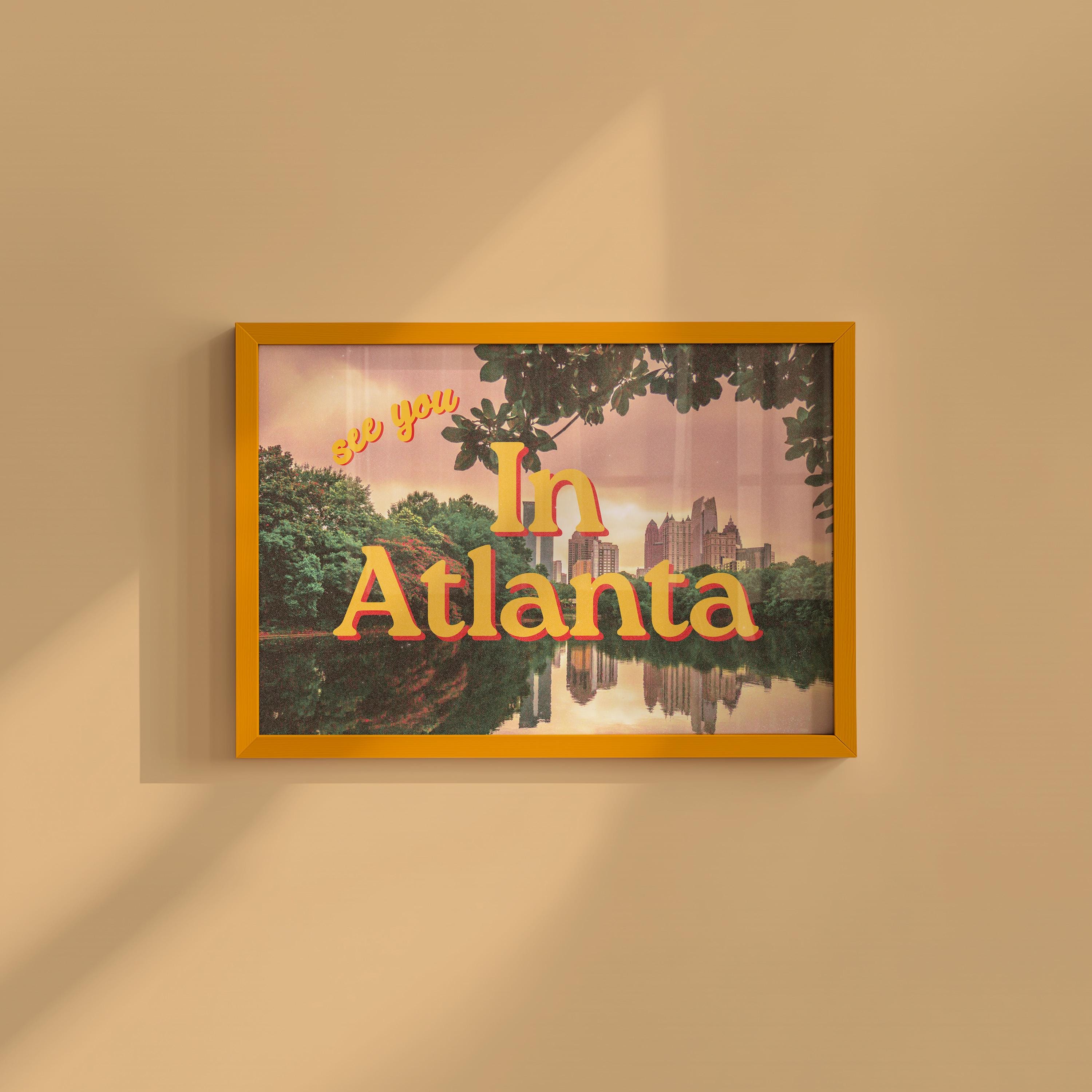 Atlanta Retro Atlanta Retro Travel Poster: Grainy Photograph Art Print (digital ...
