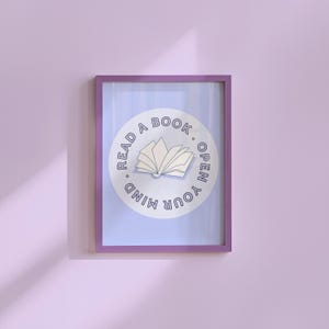 Kinder lesen Kunst Druck, lila lesen ein Buch Design (digitaler Download)