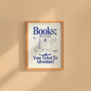 Retro Reading Art Print: Groovy Book Mascot (Digital Download)