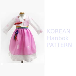 Children&#39;s Hanbok  Korean Pattern 3 | Korean Traditional Hanbok | Full-Size Sewing Pattern | Korea Paper Pattern | DIY Hanbok Sewing Pattern