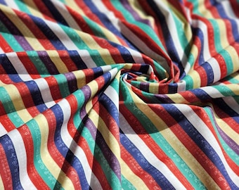 100% Cotton Fabric 20s | Hangeul "Hunminjeongeum Typing Colorful Stripes Design," 110cm (44"), Made in Korea HQ024 by the Yard