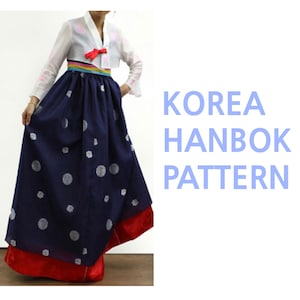 Women&#39;s Hanbok Korean Pattern ４ | Traditional Hanbok | Full-Size & Scaled Sewing Pattern | Korea Paper Pattern | DIY Hanbok Sewing Pattern