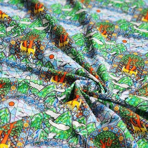 100% Cotton Fabric 20s | "Ilwol Oboeng Sipjangsaeng Stained Glass Pattern," 110cm (44"), Made in Korea HQ2409241 by the Yard
