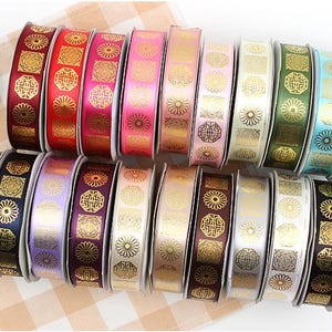 Gouden traditioneel patroon Hanbok-lintversiering Koreaans Doljanchi-feestdecor DIY cadeaupapier - 19 kleuren beschikbaar 10 Yards 15 mm 25 mm RI003