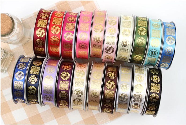 K Ribbon Gold Traditional Pattern Hanbok Ribbon Trim Korean Doljanchi Party ...