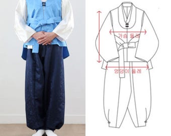 Koreaans Hanbok-patroon heren | Koreaanse traditionele Hanbok | Naaipatroon op volledige grootte | Koreaans papieren patroon | Zelfgemaakt Hanbok-naaipatroon