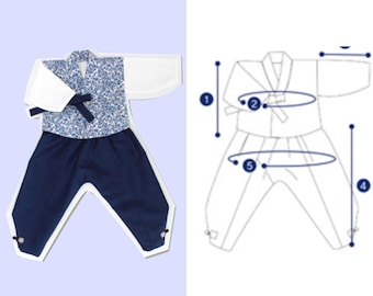 Koreaans Hanbok-patroon kinderen 2 | Koreaanse traditionele Hanbok | Naaipatroon op volledige grootte | Koreaans papieren patroon | Zelfgemaakt Hanbok-naaipatroon