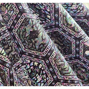 100% Cotton Fabric 20s | Korean Traditional Hexagonal Abalone Chest Pattern Design, 44" (110cm), Made in Korea HQ011