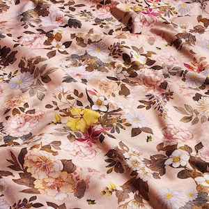 100% Cotton Fabric 20s | K-Masterpiece Series #18 Korean traditional "Joyful Pink Floral Design," 110cm (44"), Made in Korea HQ021