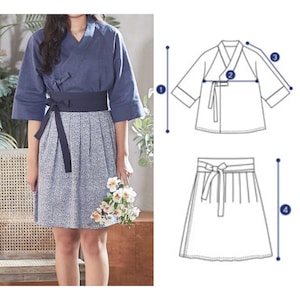 Women&#39;s Hanbok Korean Pattern 3 | Traditional Hanbok | Full-Size & Scaled Sewing Pattern | Korea Paper Pattern | DIY Hanbok Sewing Pattern