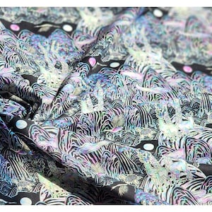 100% Cotton Fabric 20s | Korean Traditional Sun and Five Peaks Abalone (Najeonchilgi) Design, 110cm (44"), Made in Korea HQ014