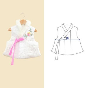 Children&#39;s Hanbok Korean Pattern 5 | Korean Traditional Hanbok | Full-Size Sewing Pattern | Korea Paper Pattern | DIY Sewing Pattern 75-989