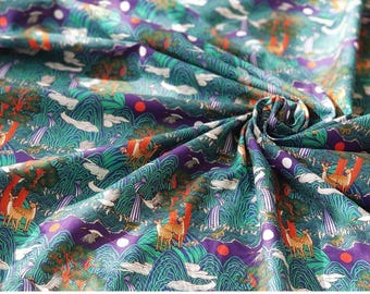 100% Cotton Fabric 20s | Ilwolobongsipjangsaengdo Design, 110cm (44"), Made in Korea HQ029 Korean Fabric, traditional fabric by the Yard