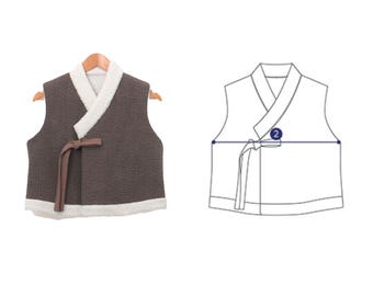 Koreaans patroon Hanbok-vest dames | Traditionele Hanbok | Naaipatroon op volledige grootte | Koreaans papieren patroon | DIY Hanbok-naaipatroon 84-359