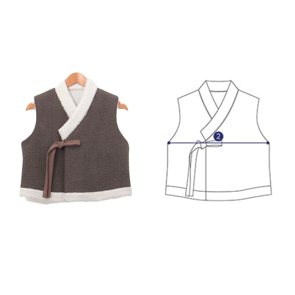 Gilet Hanbok da donna modello coreano / Hanbok tradizionale / modello di cucito a grandezza naturale / modello di carta coreano / modello di cucito fai da te per Hanbok 84-359
