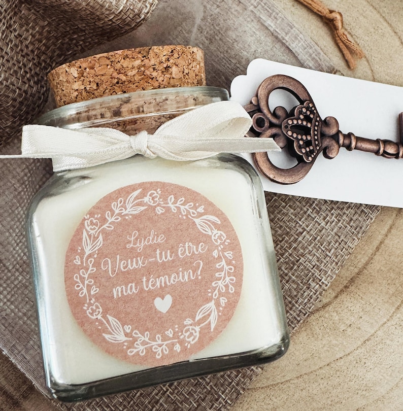 Bougie personnalisée pour témoin de mariage – Cadeau unique