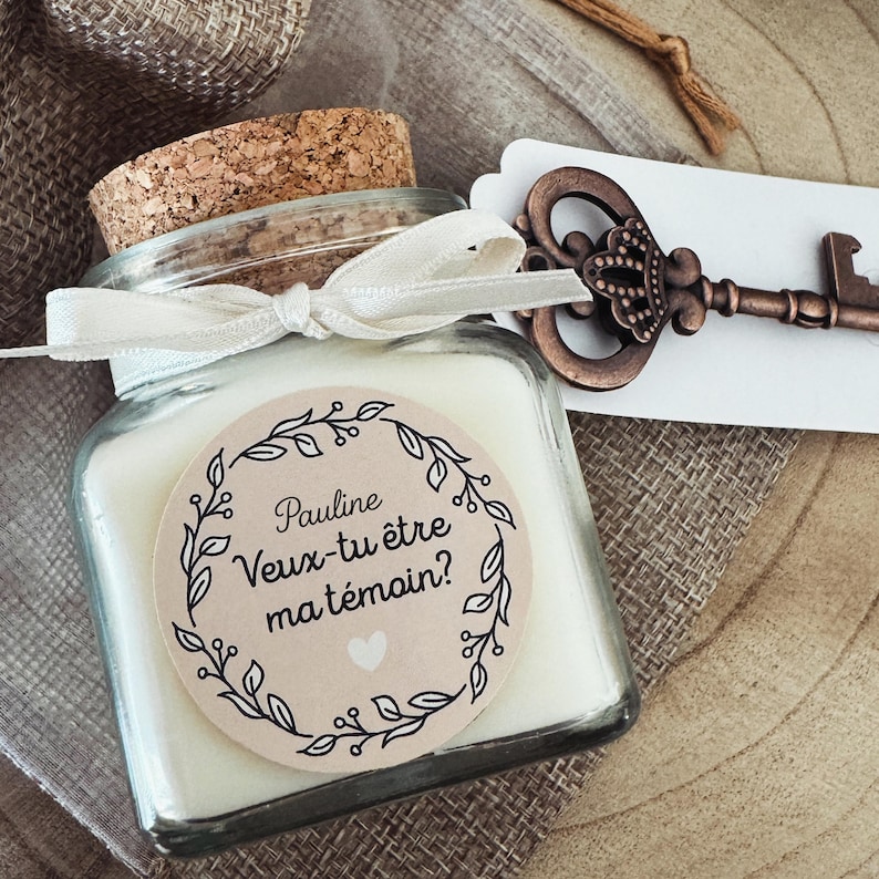 Bougie artisanale ‘Veux-tu être ma témoin ?’ pour mariage Bougie artisanale ‘Veux-tu être ma témoin ?’ pour mariage