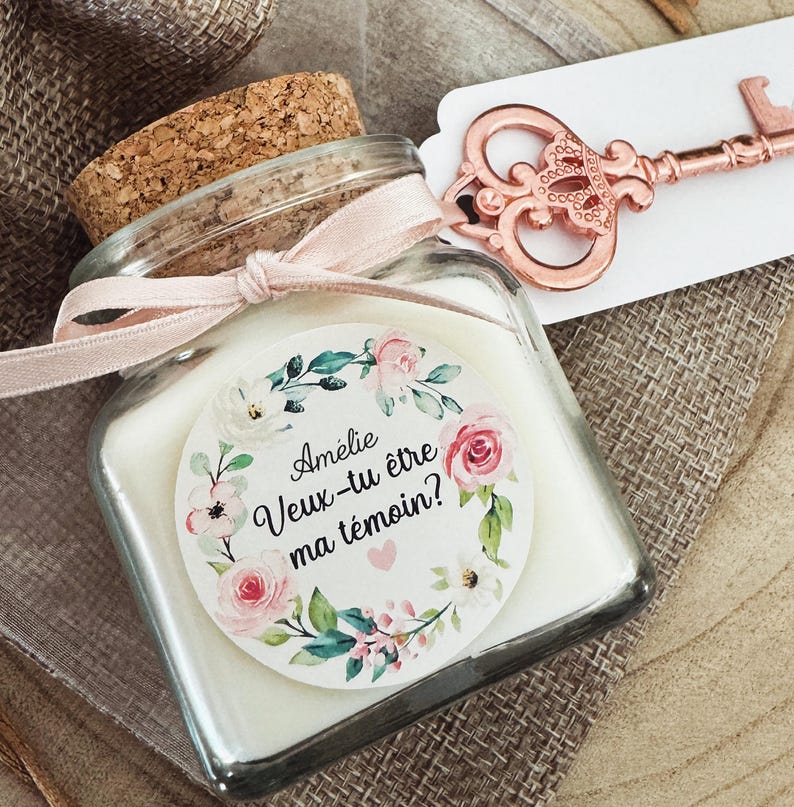 Bougie artisanale demande témoin – Cadeau mariage personnalisé Bougie artisanale demande témoin – Cadeau mariage personnalisé