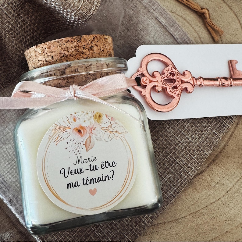 Bougie personnalisée mariage témoin – Invitation unique