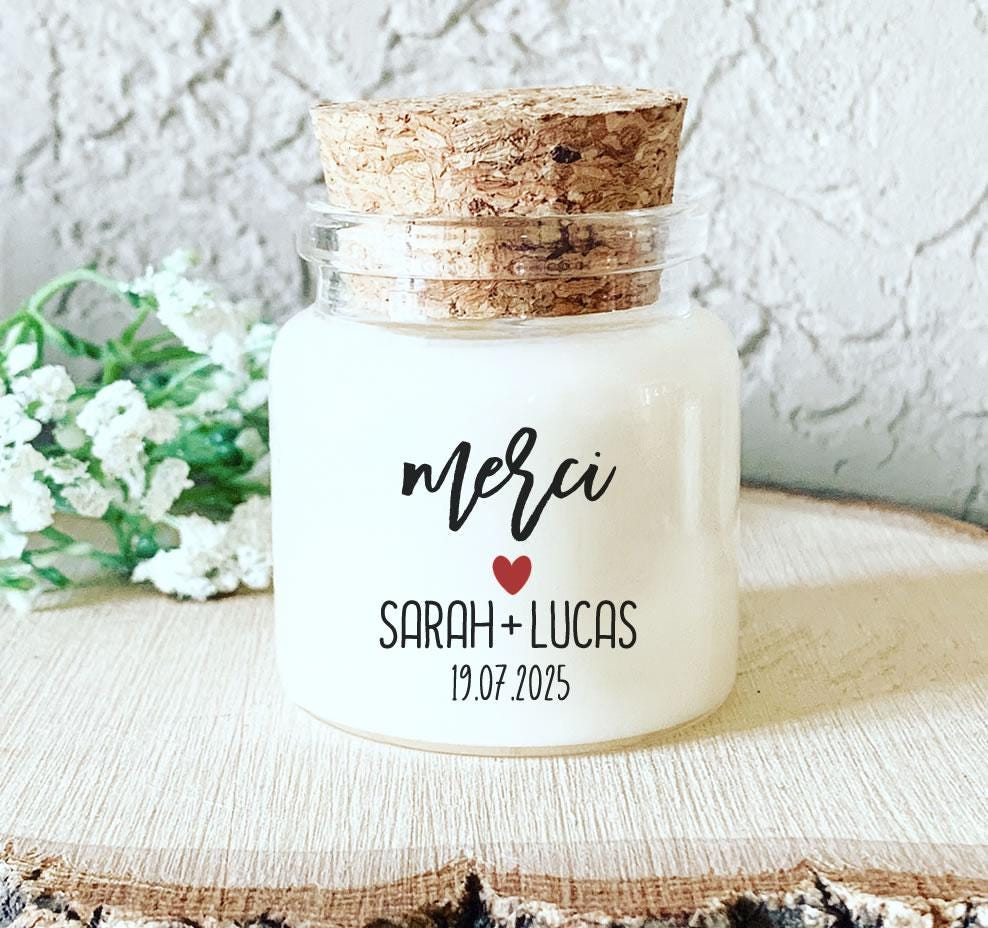 Bougie personnalisée pour invités de mariage, baptême et événements