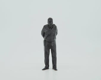 Umarell 3D Figurine – Elderly Man Supervising Work, Ironic Sculpture