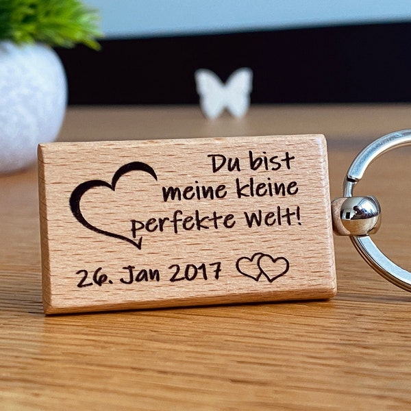 Schlüsselanhänger mit Gravur und Wunschdatum - Liebesgeschenk Liebespaar Lieblingsmensch Kalender personalisiert