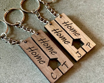 Couple key ring house home personalized with desired engraving gift idea moving in your own first apartment housewarming party house building