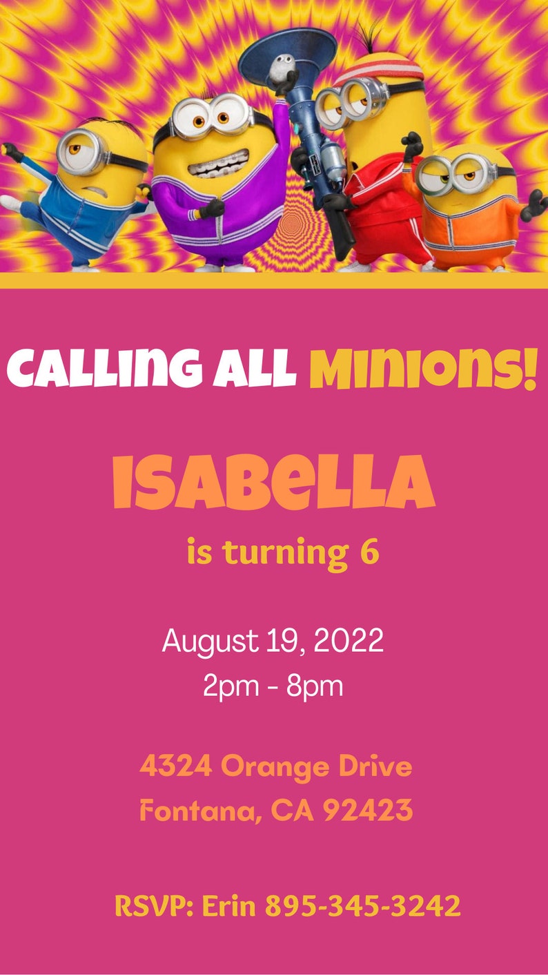 Minions Invitation Minions Digital Invite Minions Editable Etsy