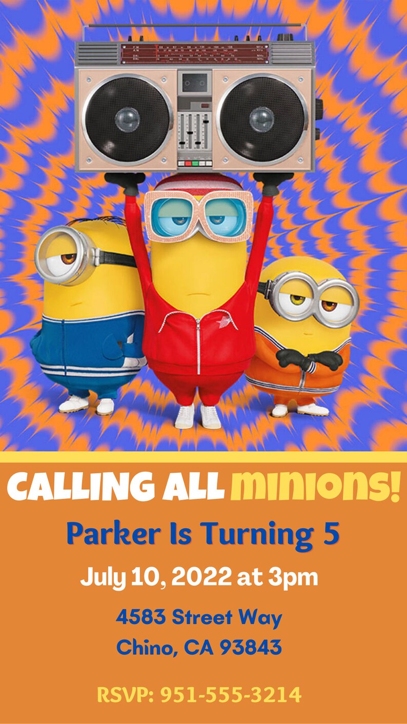Minions Invitation Minions Digital Invite Minions Editable Etsy