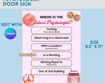 Where Is the School Psychologist, School Psychologist Door Sign, Office Decor, Office Door Sign, School Psychologist, Groovy Door Sign