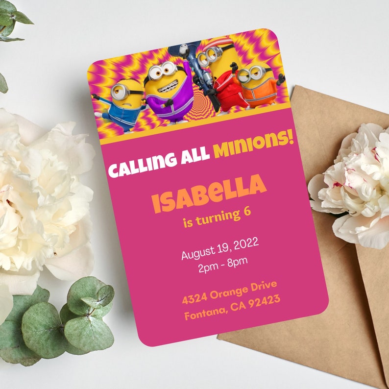 Minions Invitation Minions Digital Invite Minions Editable Etsy